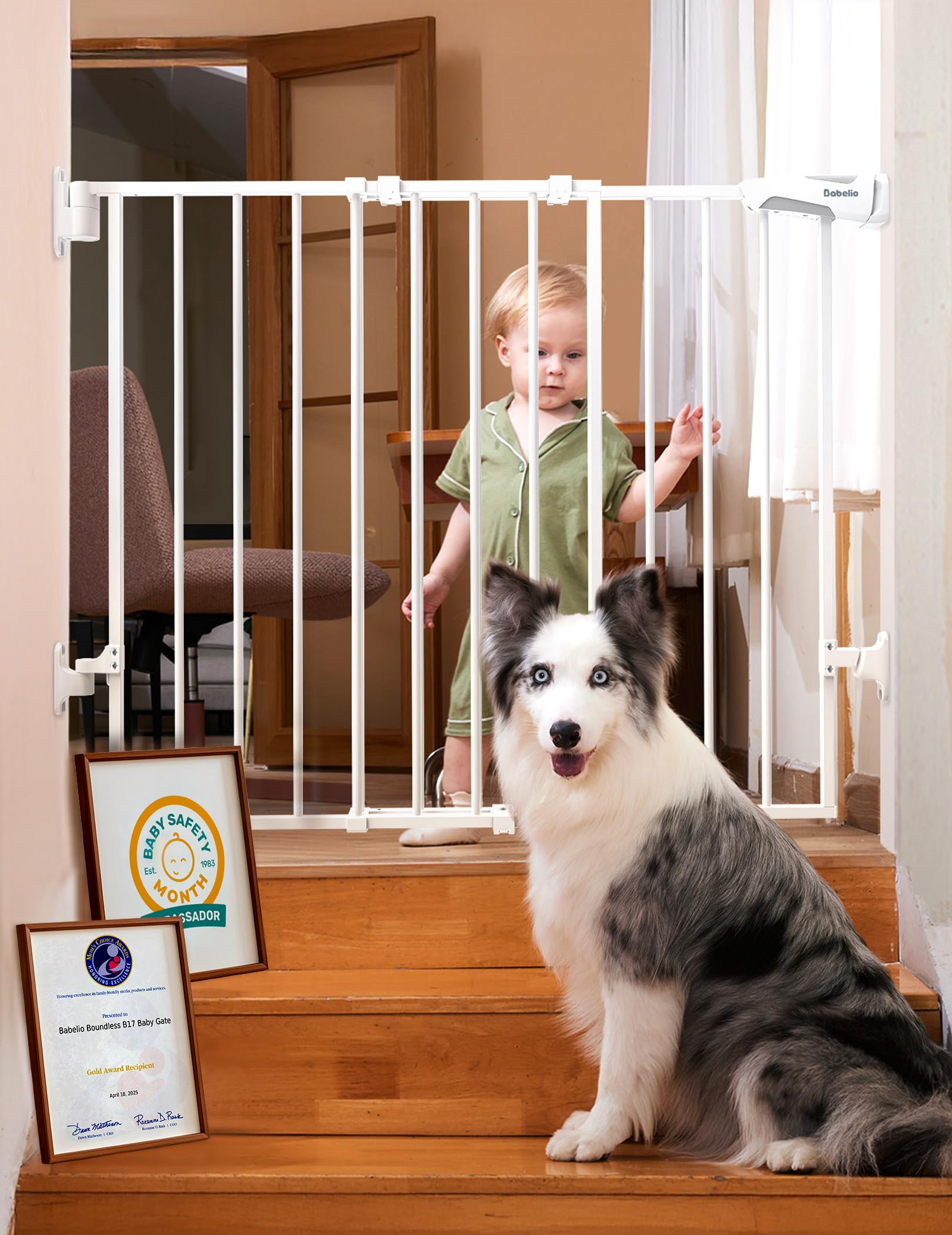 Babelio Auto-Close Hardware-Mounted Dog Safety Gate