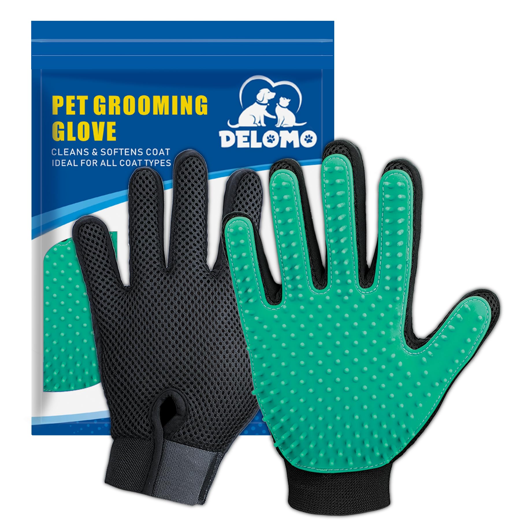 Pet Grooming Gloves for Gentle Shedding, 1 Pair