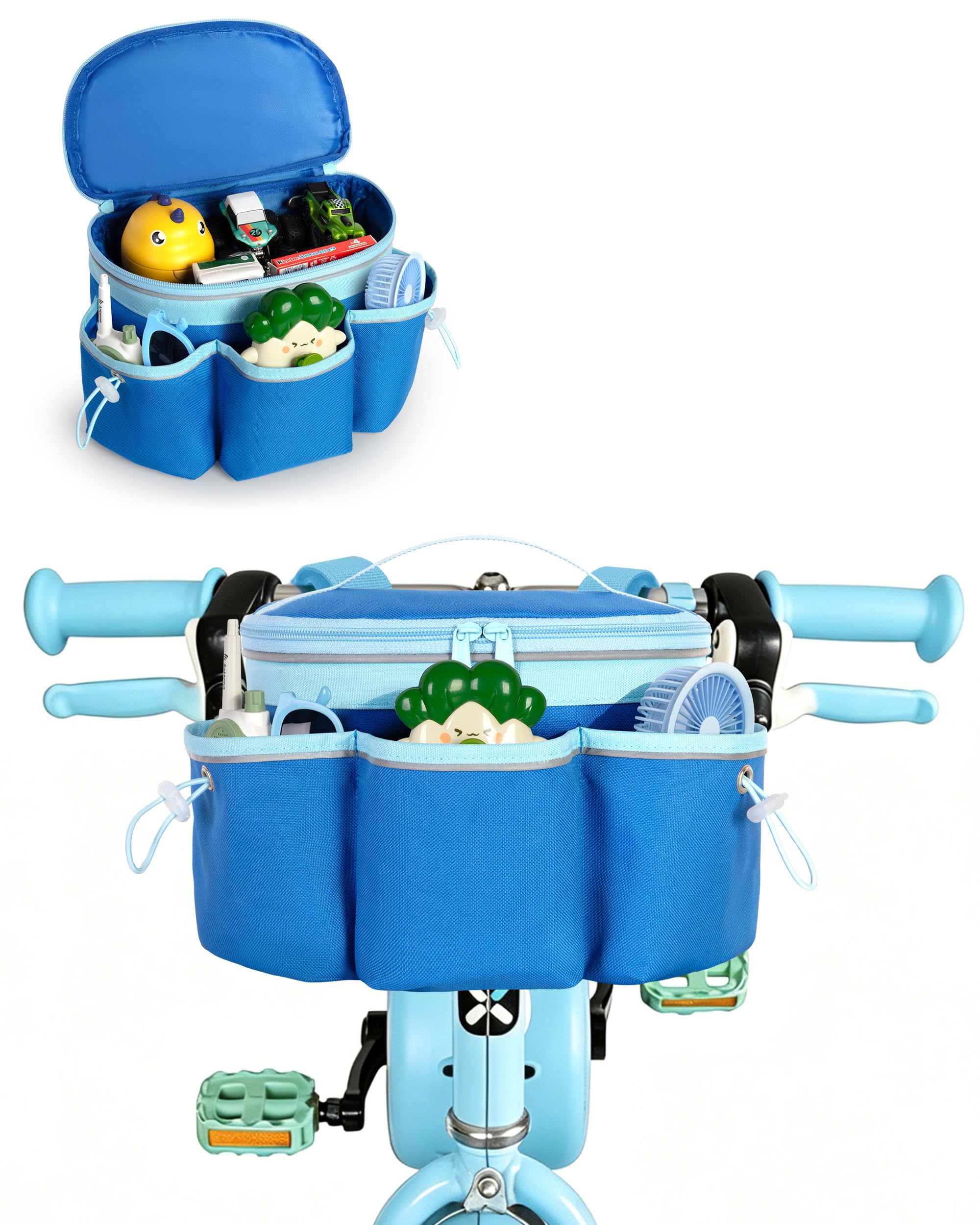 Marscamd Kids Bike Basket with Pockets and Reflective Straps