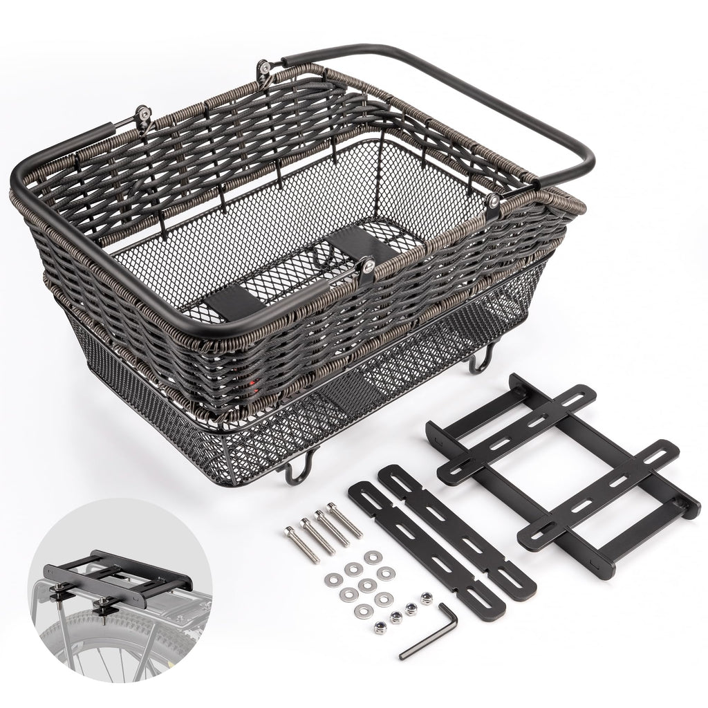 CXWXC Quick-Release Rear Bike Basket with Cover and Net