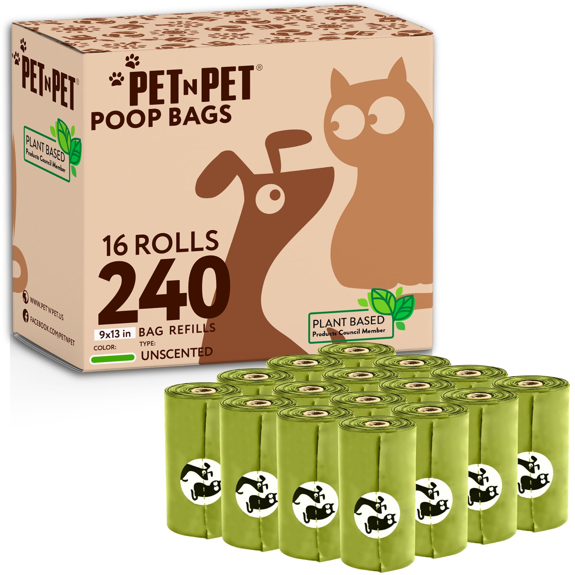 PET N PET Compostable Unscented Dog Waste Bag Refills