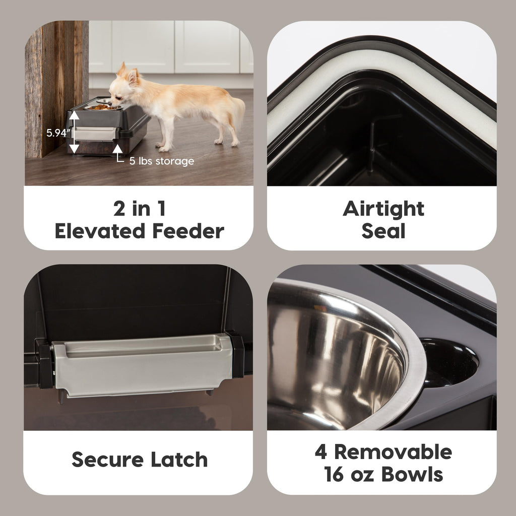 IRIS USA 2-in-1 Elevated Dog Bowls with Food Storage