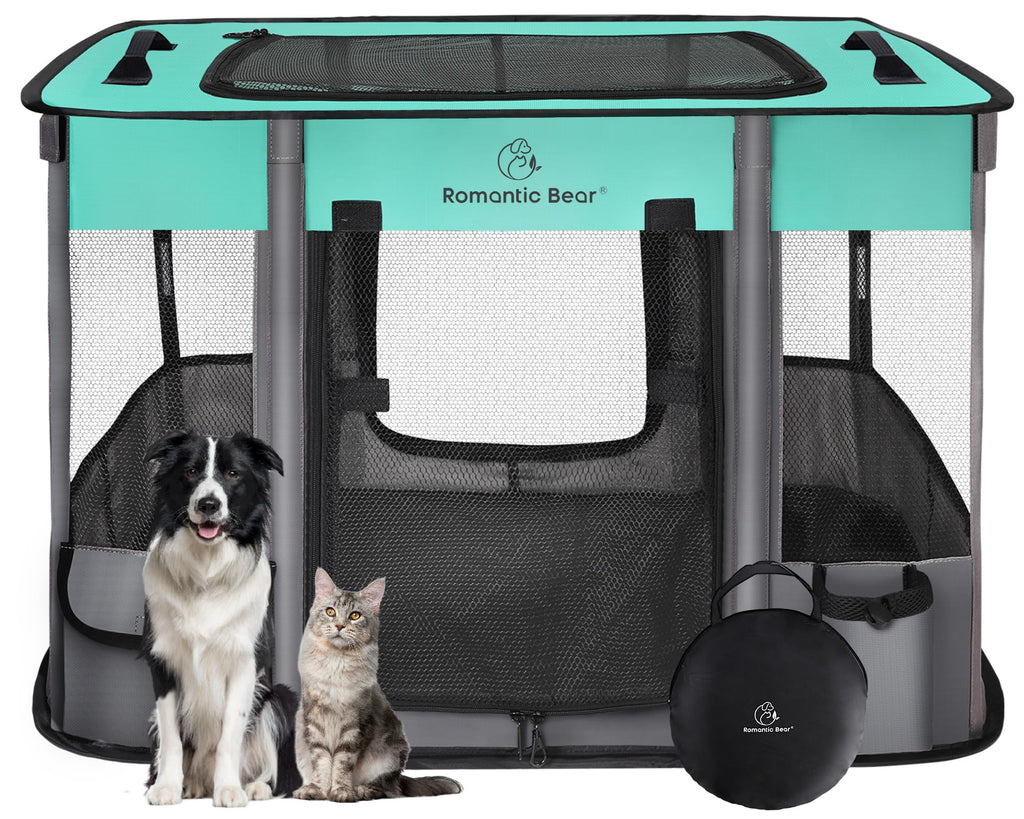 Foldable Portable Pet Playpen with Breathable Shade Cover