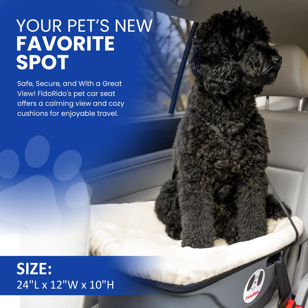 FidoRido Dog Car Booster Seat with Harness and Cover