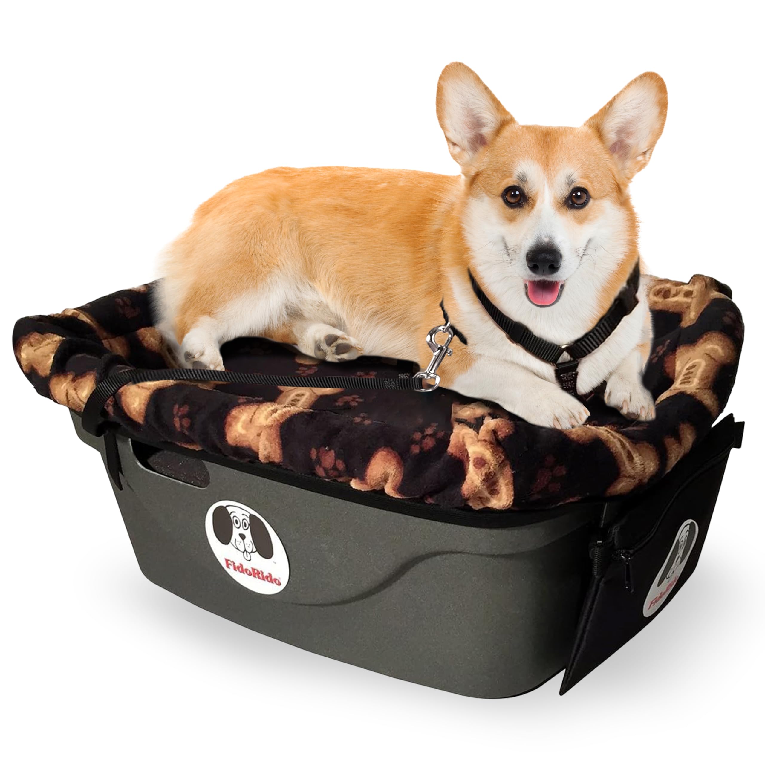 FidoRido Dog Car Booster Seat with Harness and Cover