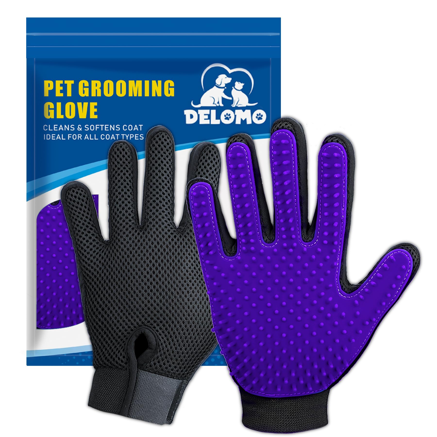 Pet Grooming Gloves for Gentle Shedding, 1 Pair
