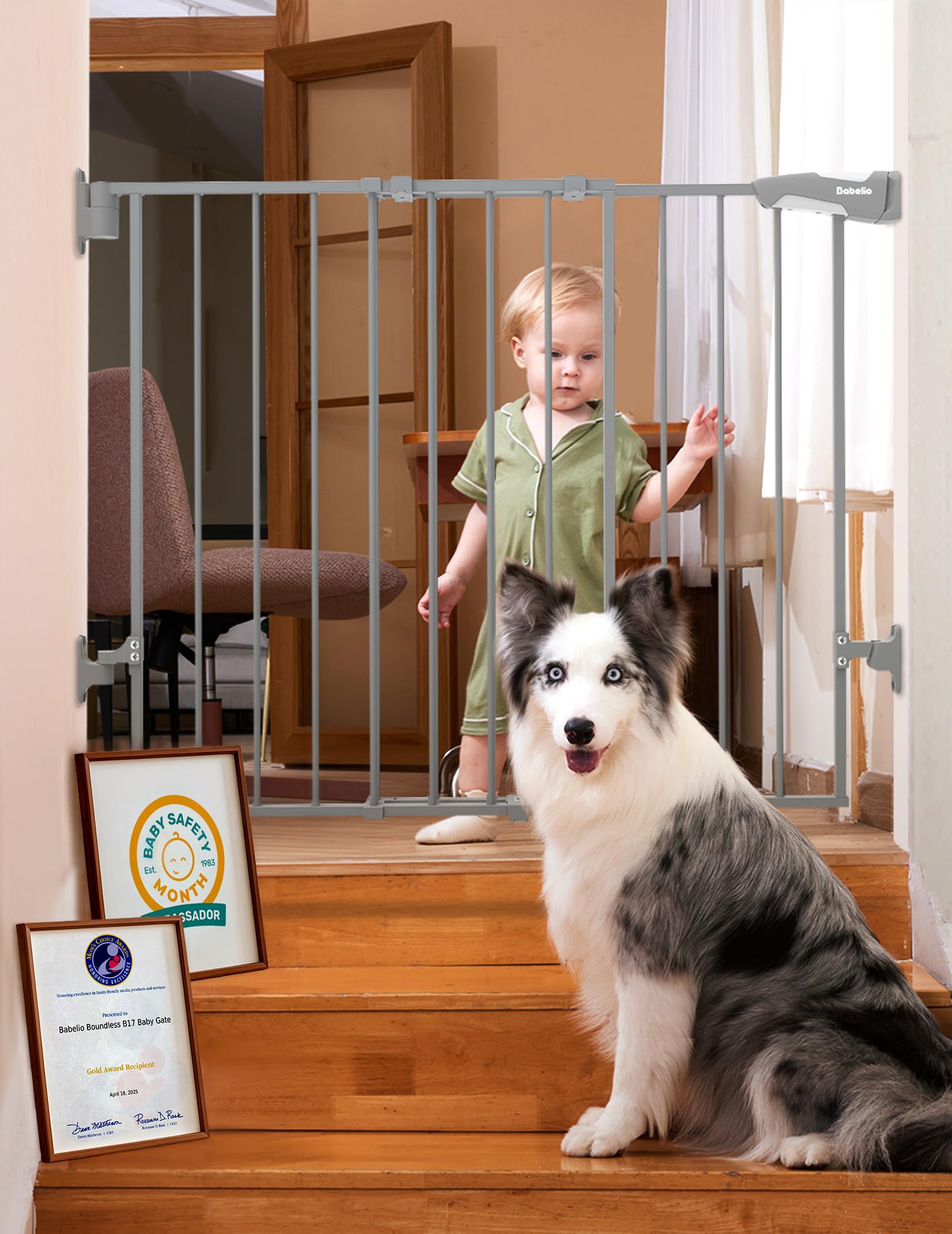 Babelio Auto-Close Hardware-Mounted Dog Safety Gate