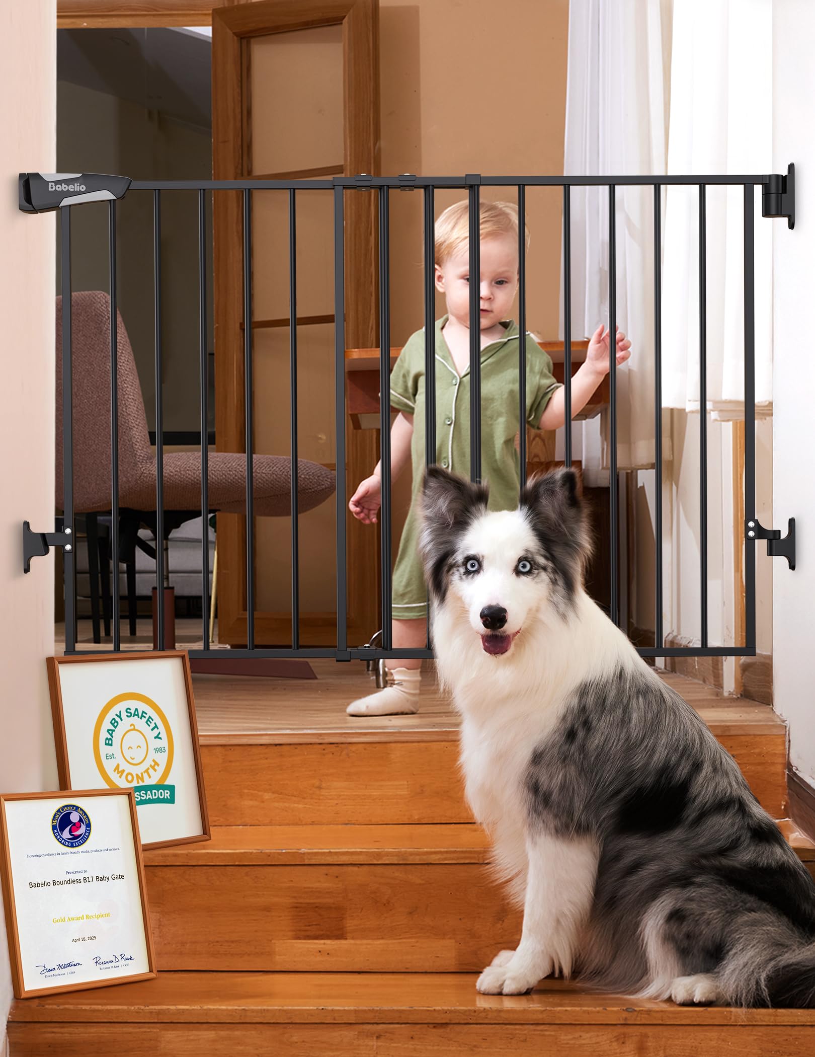 Babelio Auto-Close Hardware-Mounted Dog Safety Gate
