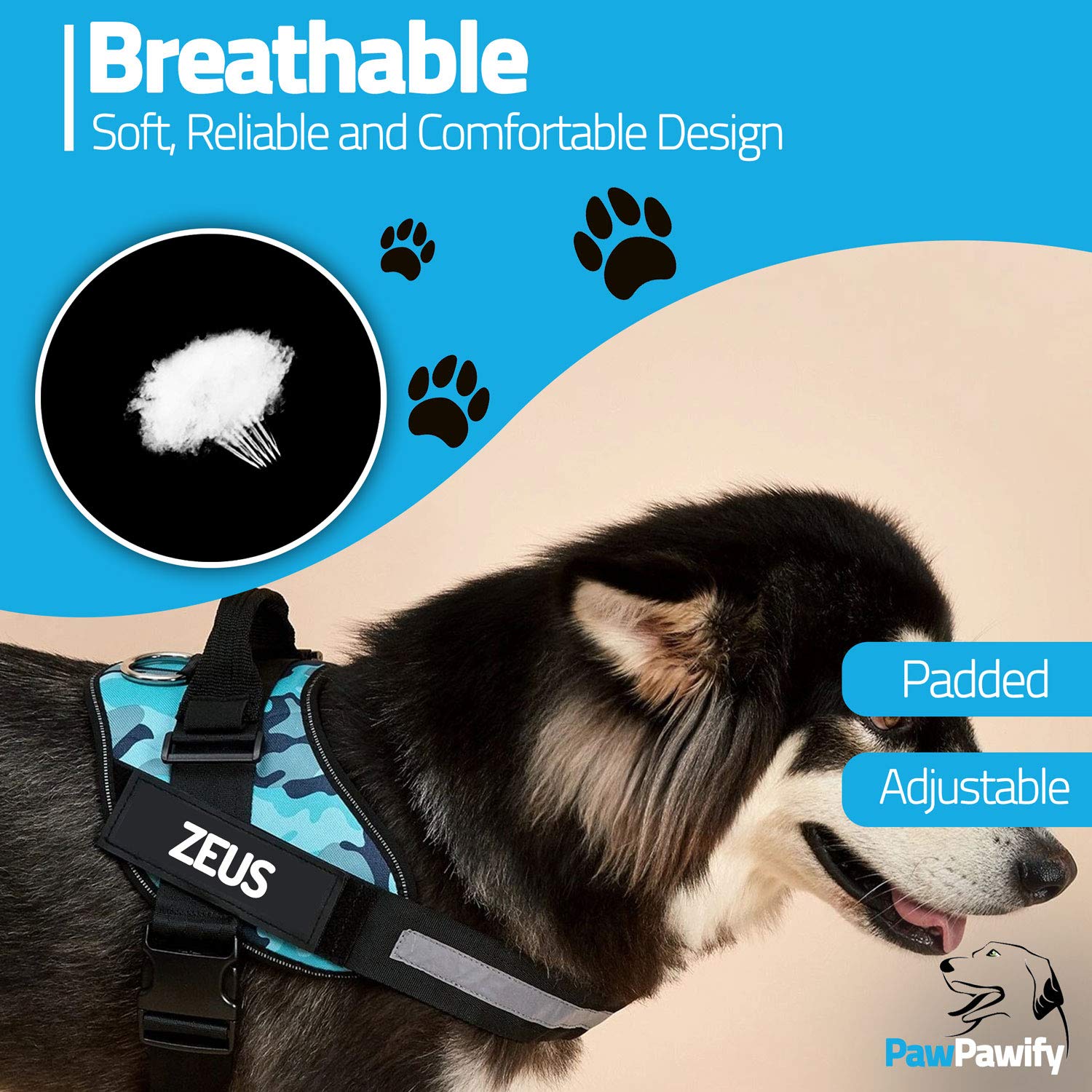 PawPawify Personalized No-Pull Dog Harness with Name and Phone