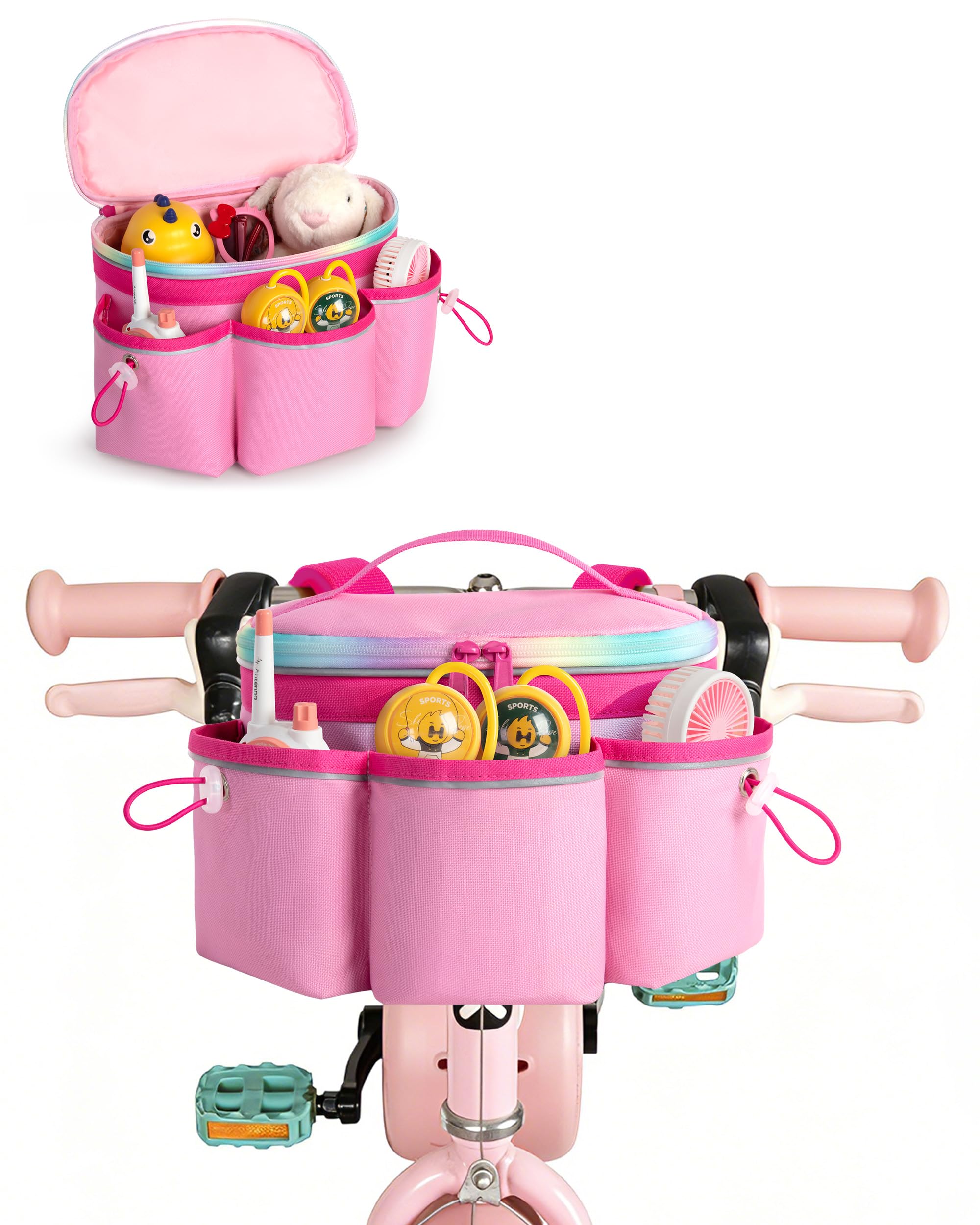 Marscamd Kids Bike Basket with Pockets and Reflective Straps