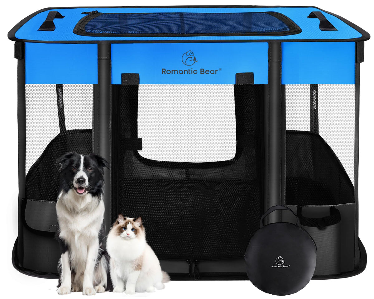 Foldable Portable Pet Playpen with Breathable Shade Cover