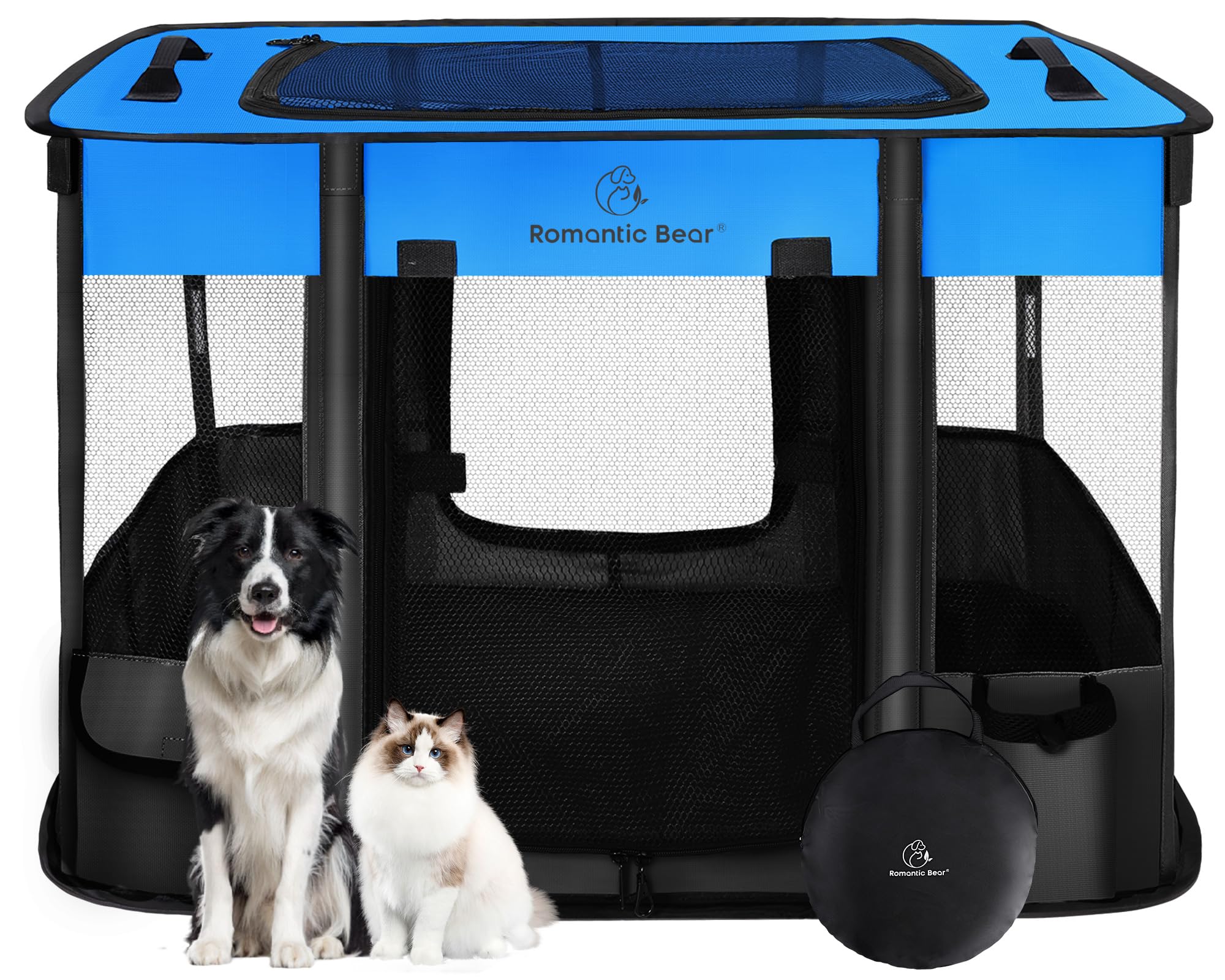 Foldable Portable Pet Playpen with Breathable Shade Cover