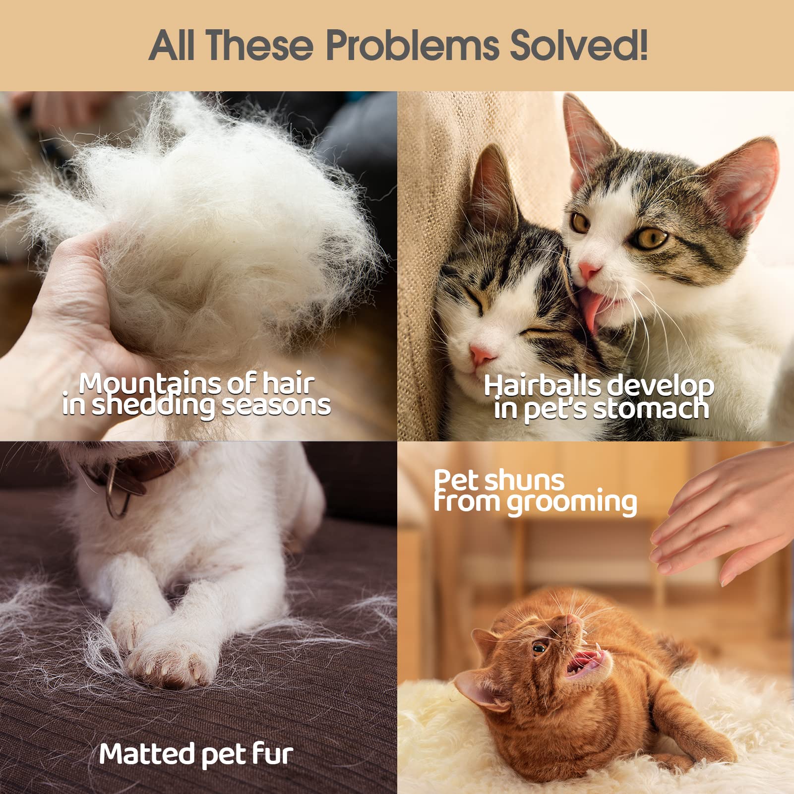 Pet Grooming Gloves for Gentle Shedding, 1 Pair