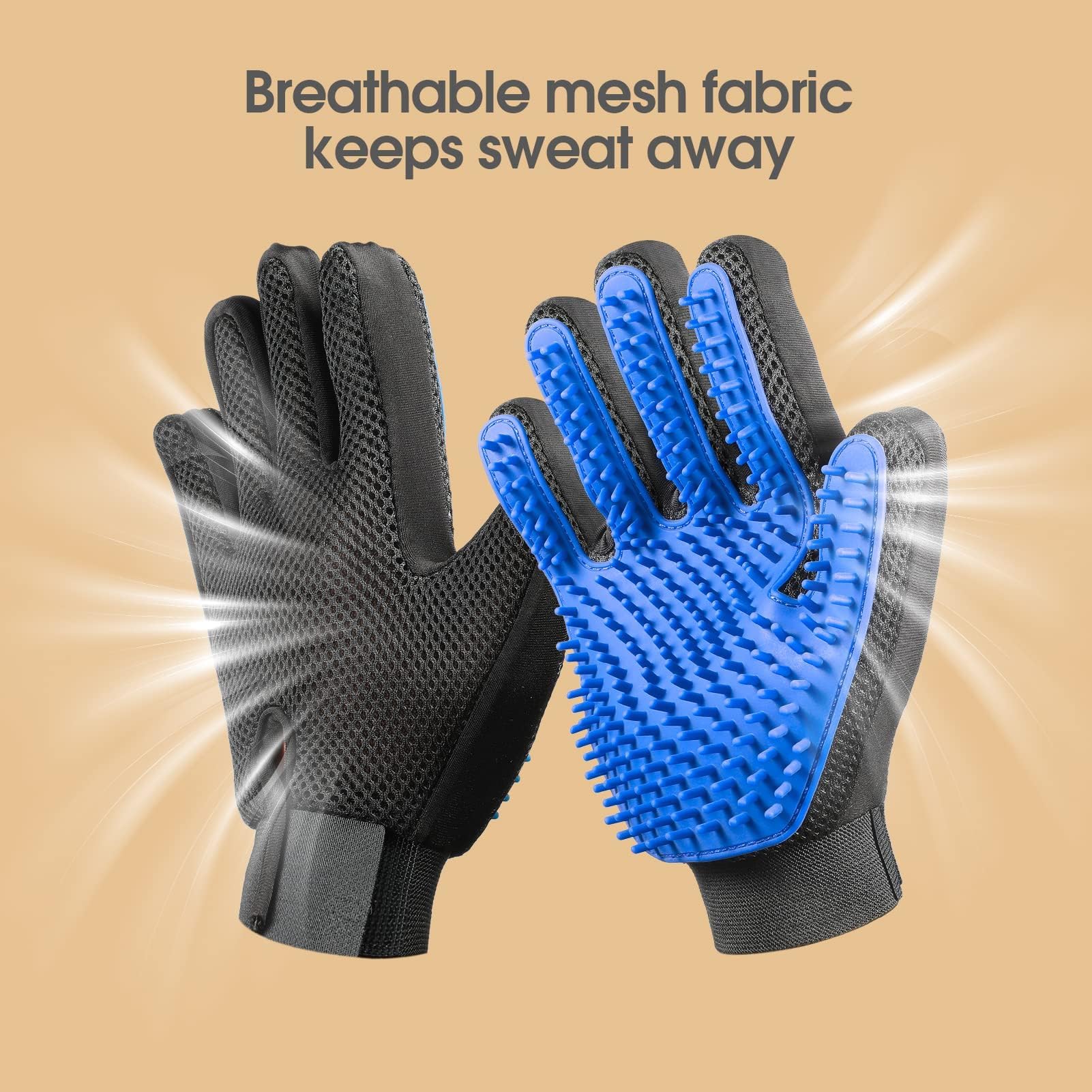 Pet Grooming Gloves for Gentle Shedding, 1 Pair