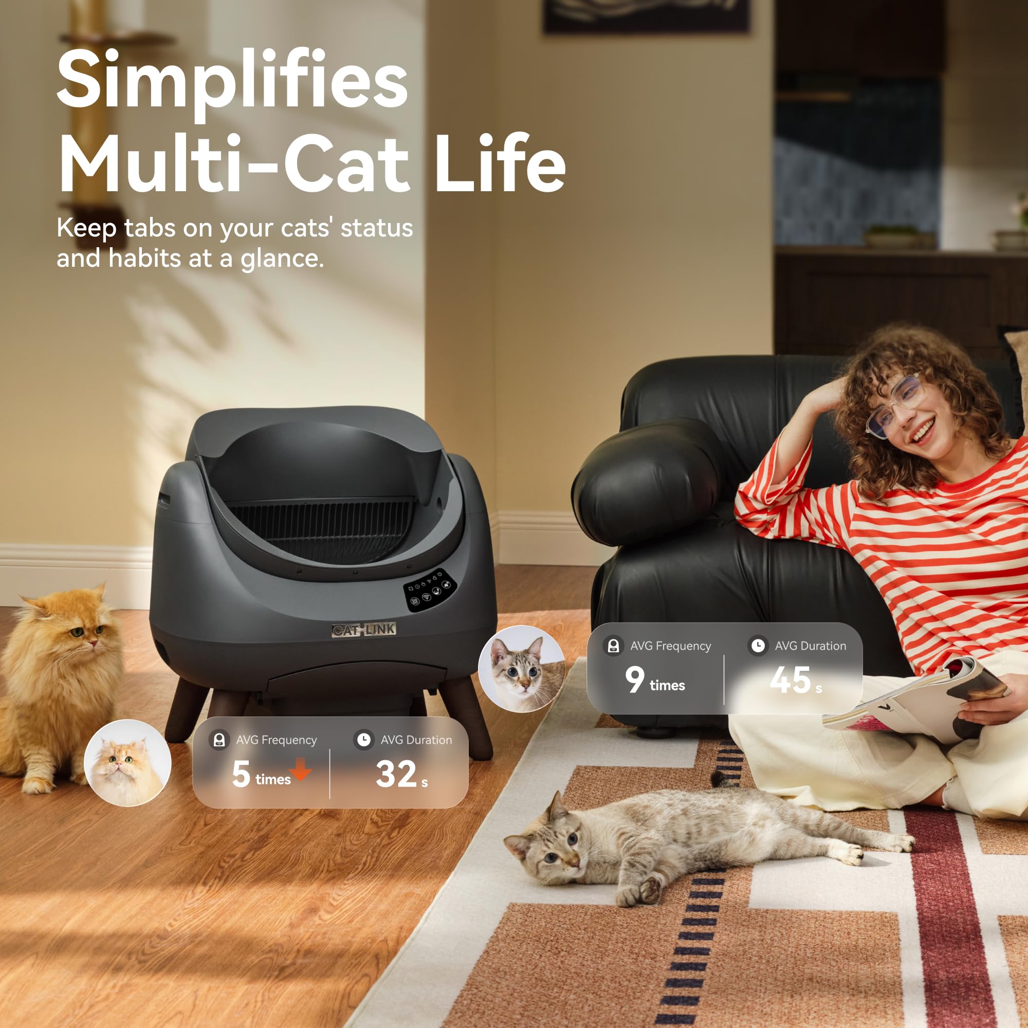 CATLINK Open-X Self-Cleaning Litter Box with AI Monitor