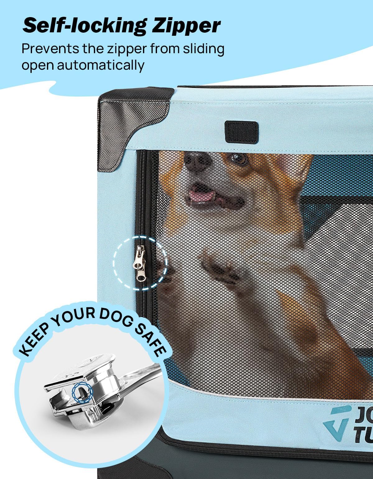 JOYTUTUS Collapsible Soft-Sided Dog Travel Crate