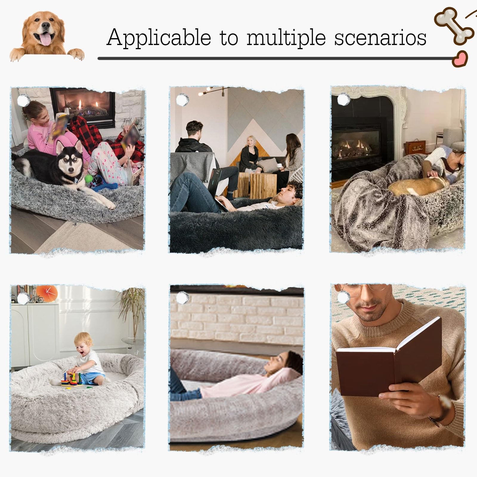 CUIYMXSC XL Human-Sized Oval Dog Bed with Blanket