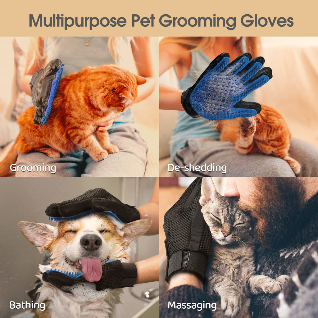 Pet Grooming Gloves for Gentle Shedding, 1 Pair