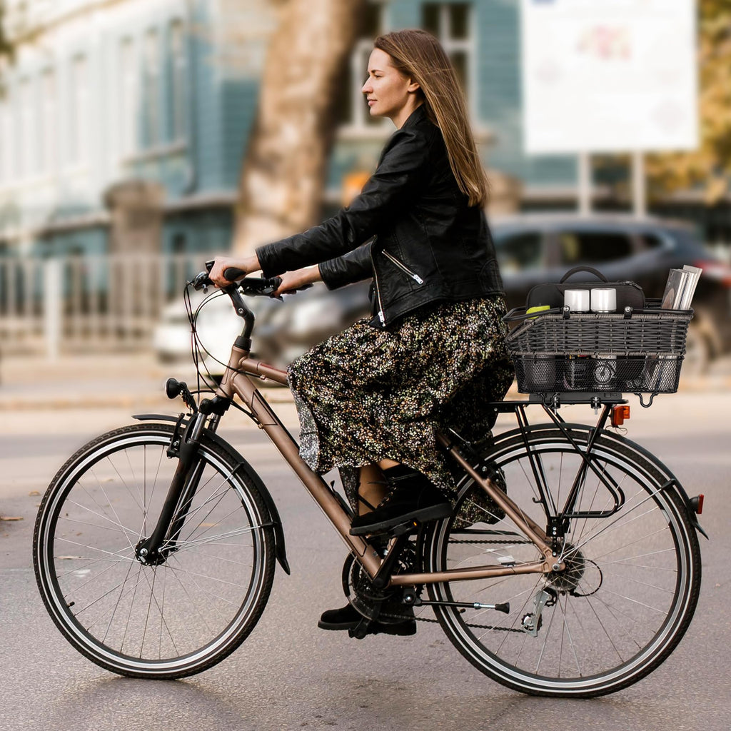 CXWXC Quick-Release Rear Bike Basket with Cover and Net