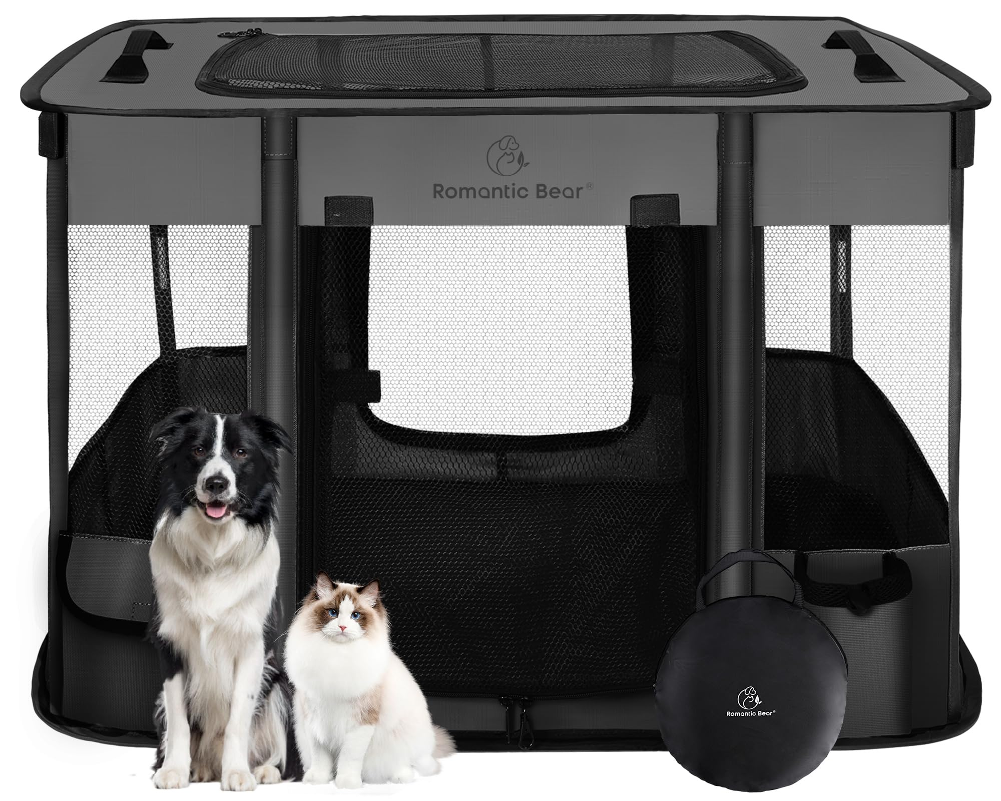 Foldable Portable Pet Playpen with Breathable Shade Cover