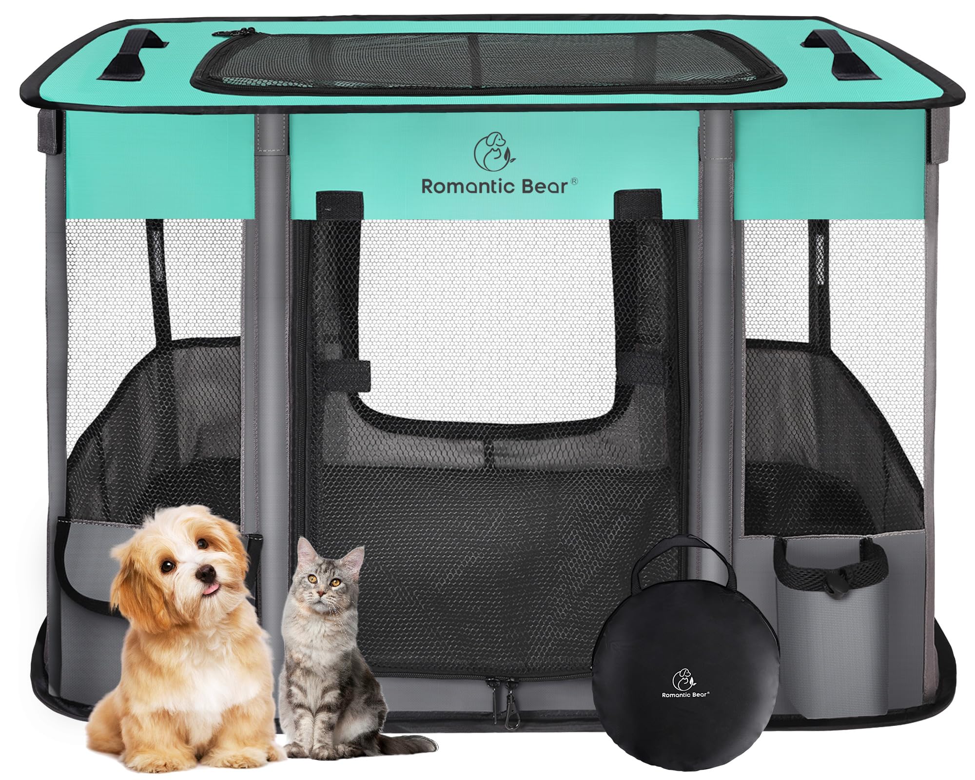 Foldable Portable Pet Playpen with Breathable Shade Cover