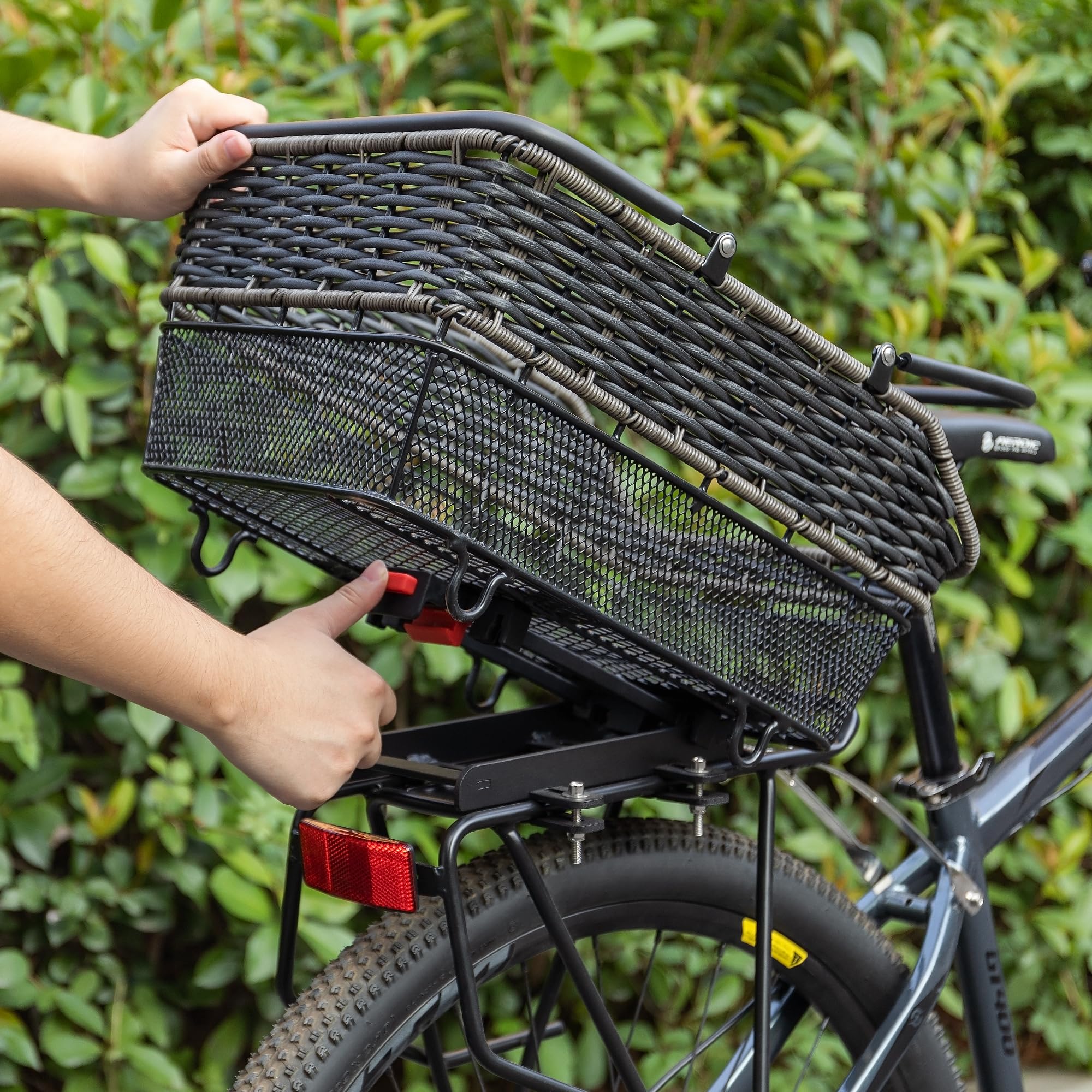 CXWXC Quick-Release Rear Bike Basket with Cover and Net