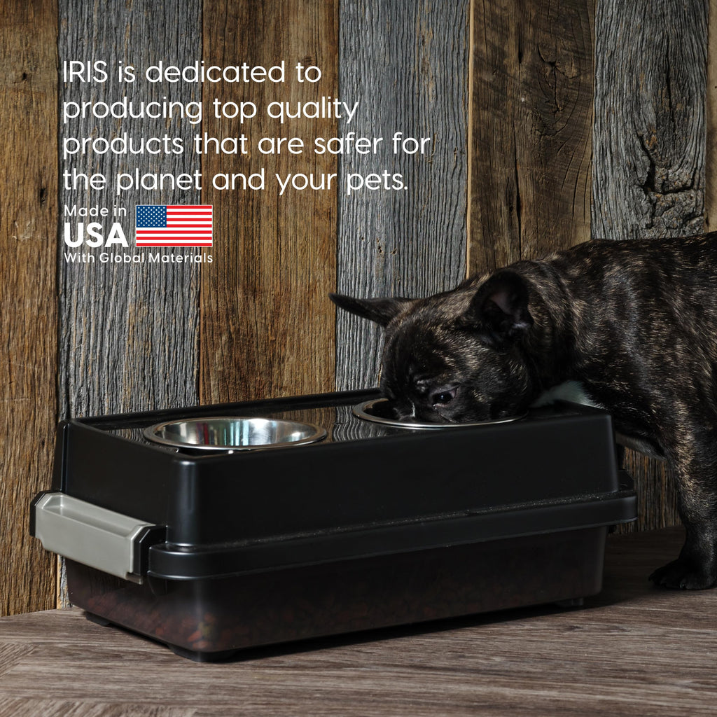 IRIS USA 2-in-1 Elevated Dog Bowls with Food Storage