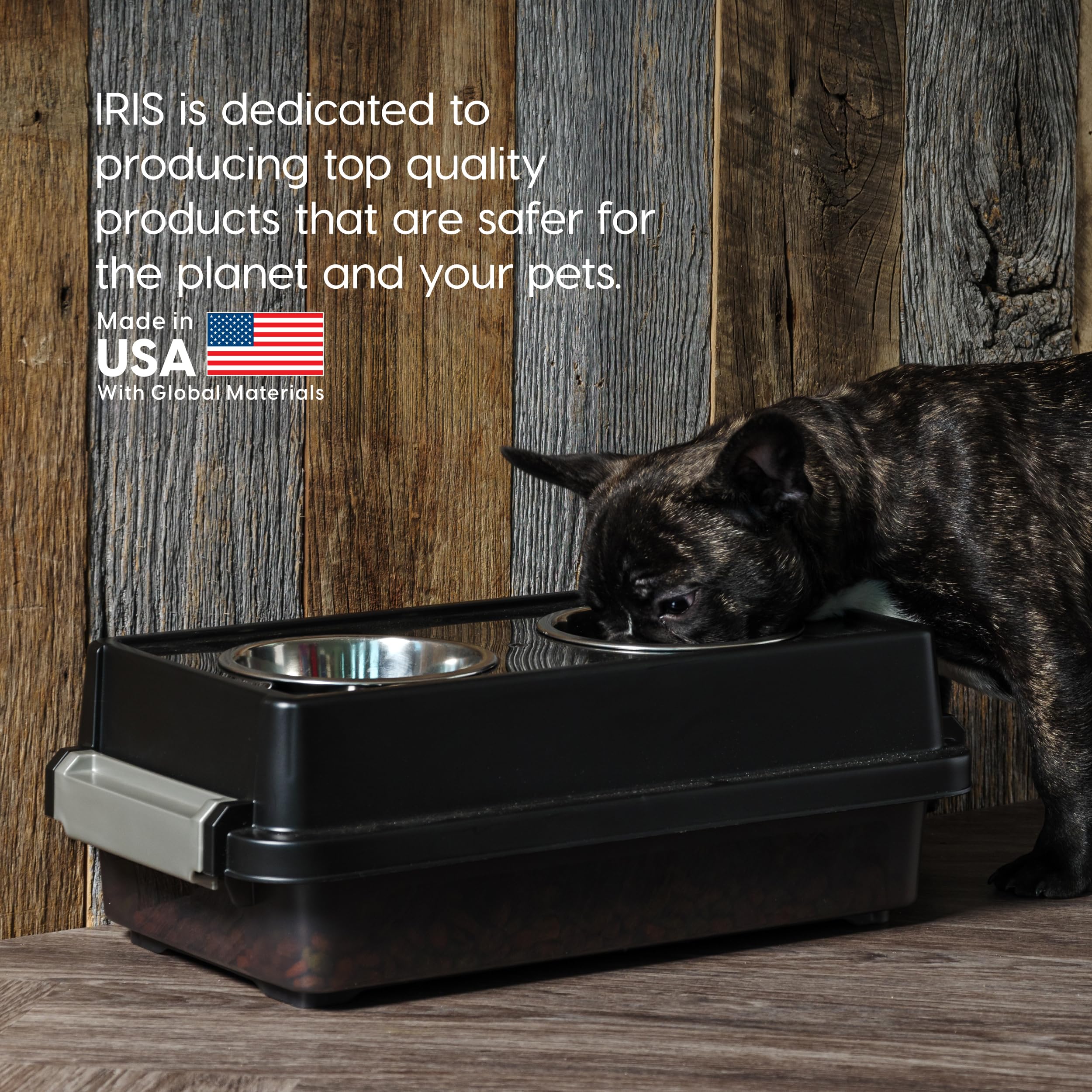 IRIS USA 2-in-1 Elevated Dog Bowls with Food Storage